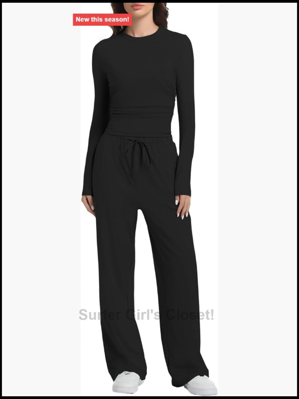 2 Piece Lounge Set Long Sleeve Wide Leg Tracksuit Matching Sets for Women